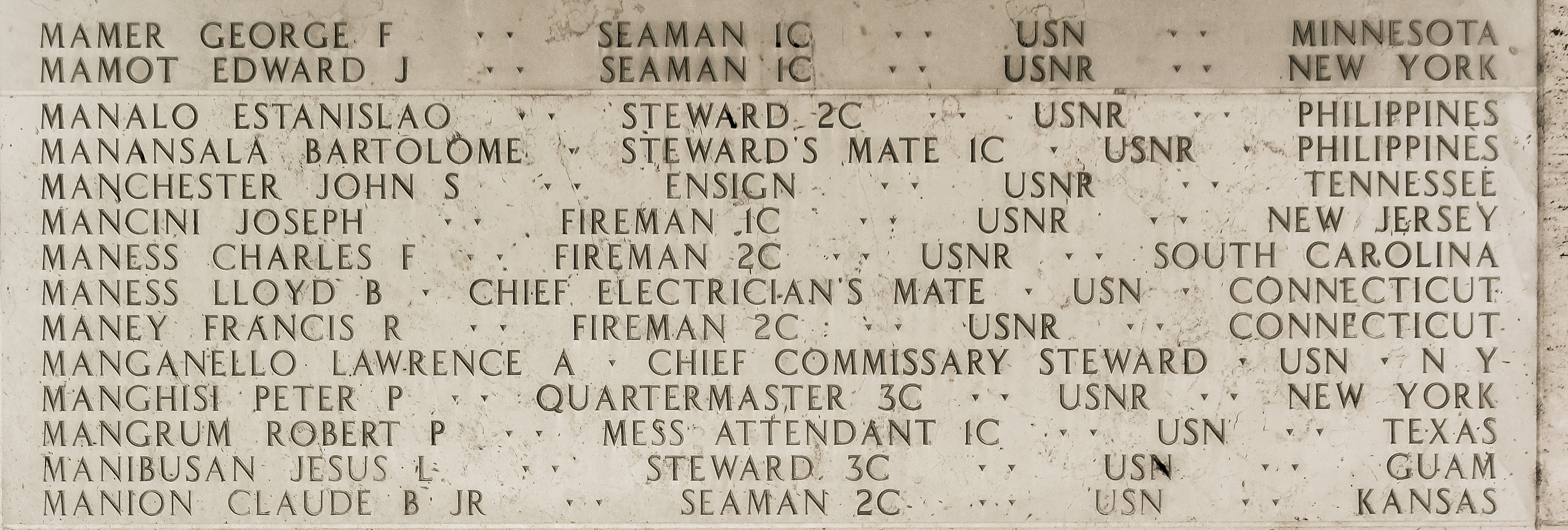 Peter P. Manghisi, Quartermaster Third Class